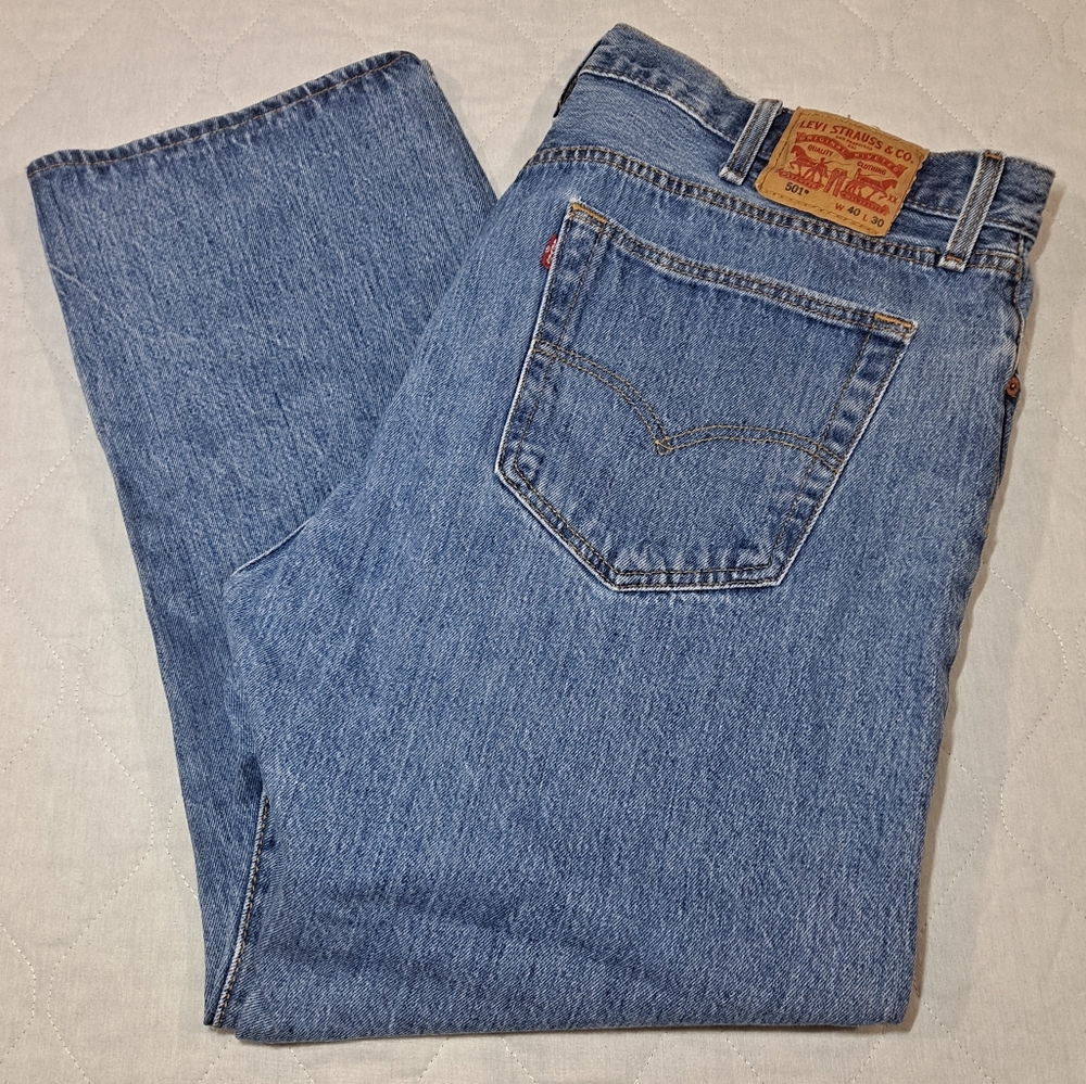Levi's 501 Button-Fly Jeans Men's 40x30 Blue Denim Straight 5-Pkt Original-Fit